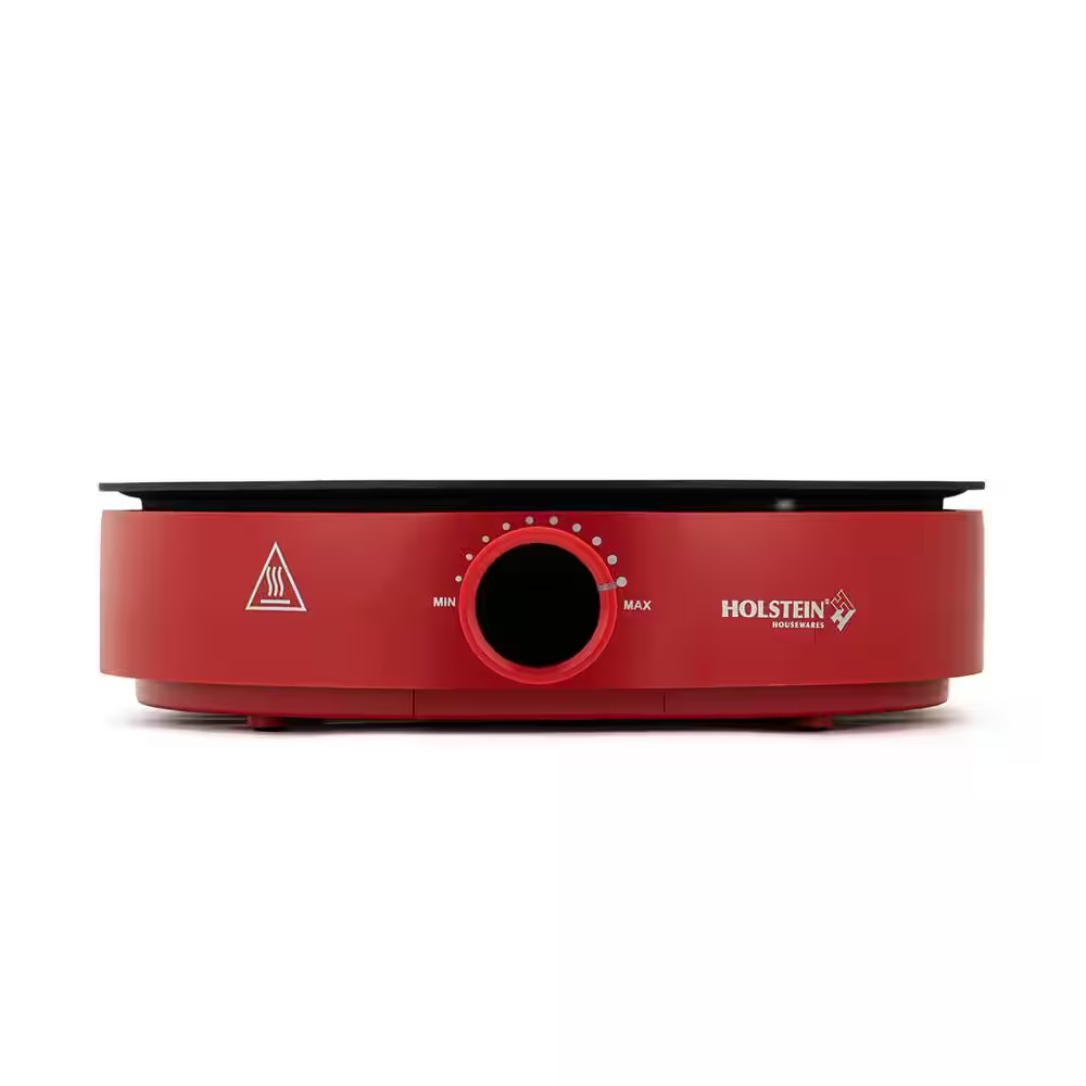 12 In. Non-Stick Smokeless Electric Griddle Crepe Maker, Red