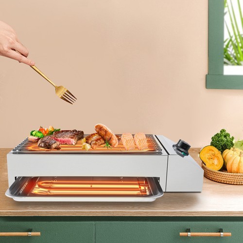 BBQ Electric Searing Grill Smokeless Cooking Griddle Stainless Steel Grill 1800W
