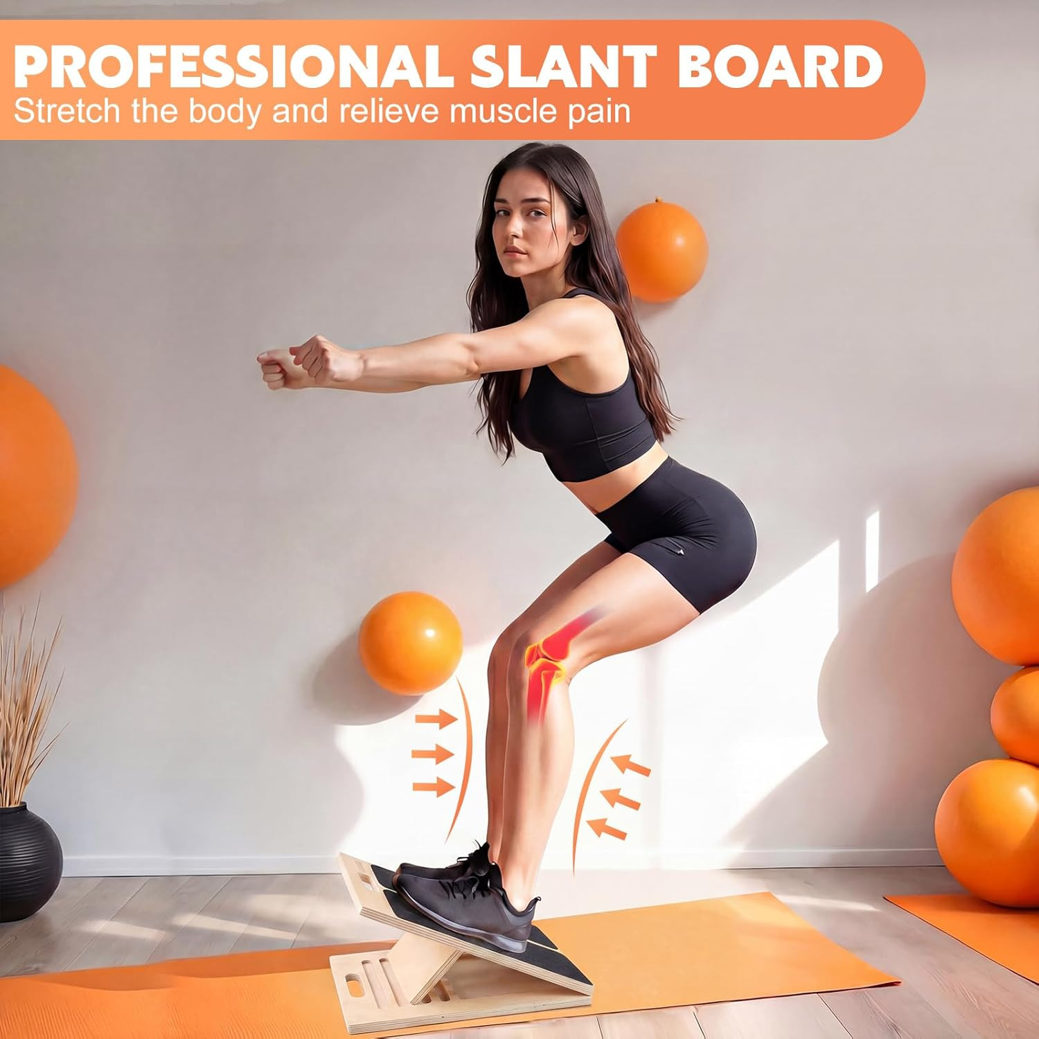 Slant Board for Calf Stretching, Adjustable Wooden Calf Stretcher Incline Board,