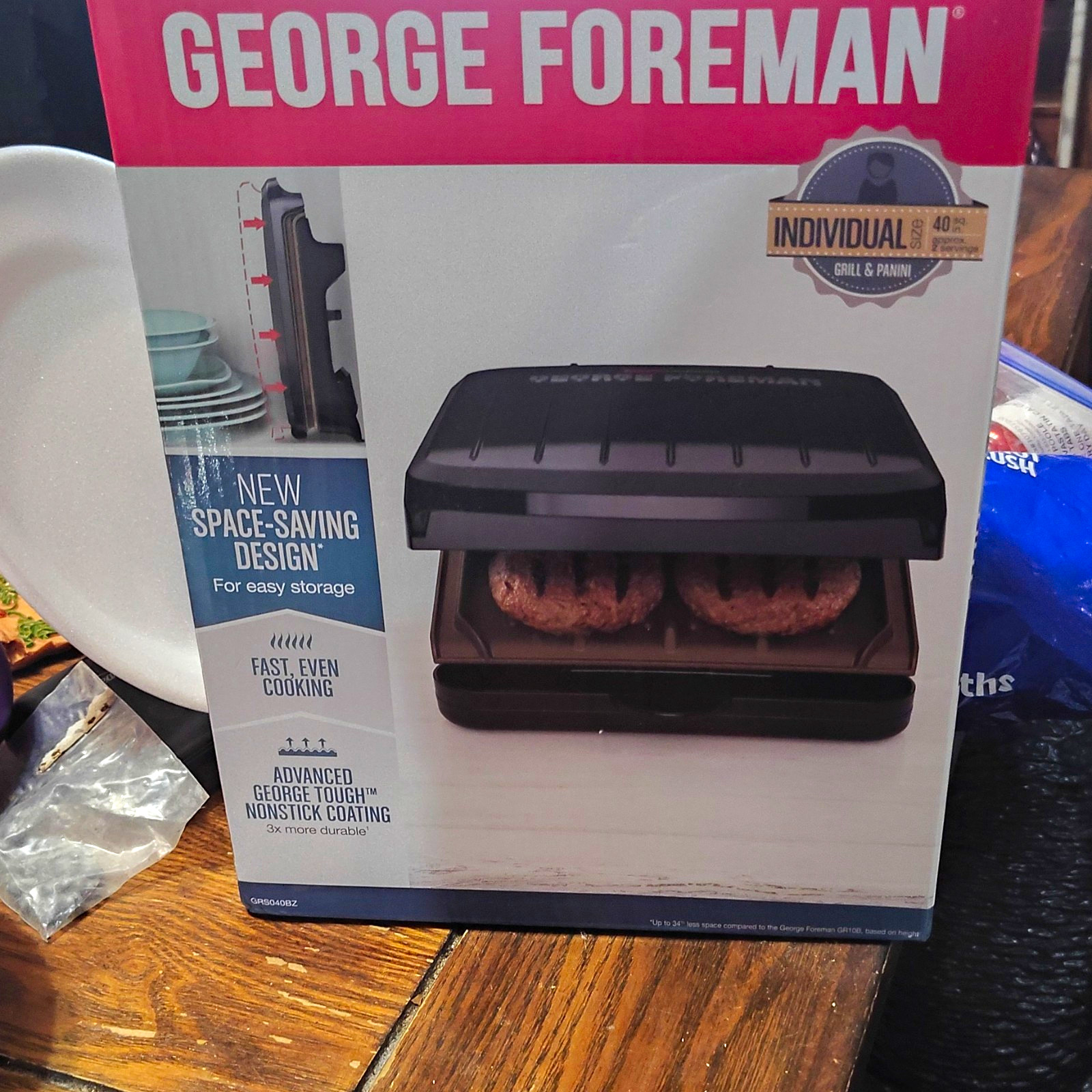 George Foreman GRS040BZ Indoor Electric Grill Panini Press 750W Black Non-Stick