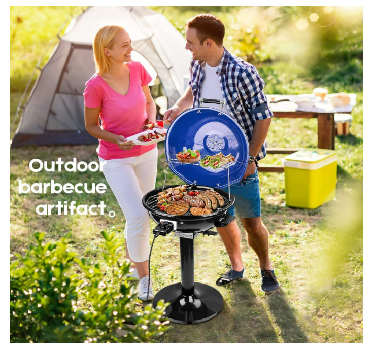 Parrilla BBQ Electrica Para Interior Y Exterior Con Tapa De 1600W Antiadherente