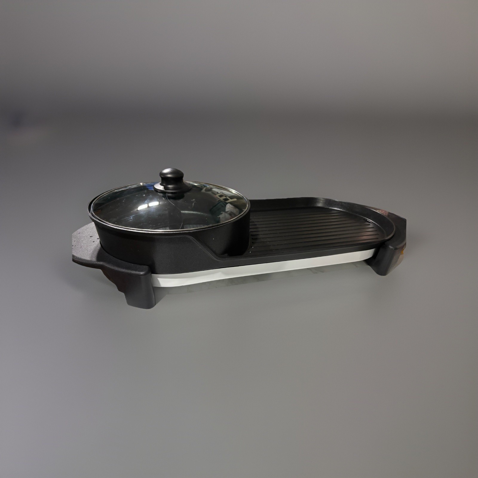 Electric Grill Griddle 1500W Adjustable Temp Control Probe Glass Lid Black