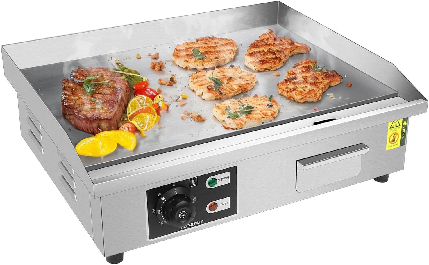 Commercial Electric Griddle 22″ Flat Top Grill Countertop Griddle 1600W 110V