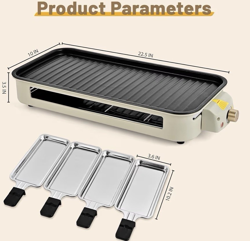 Electric Indoor Grill,2 in 1 Indoor Grills Kitchen Grill Net Non-Stick Cooking