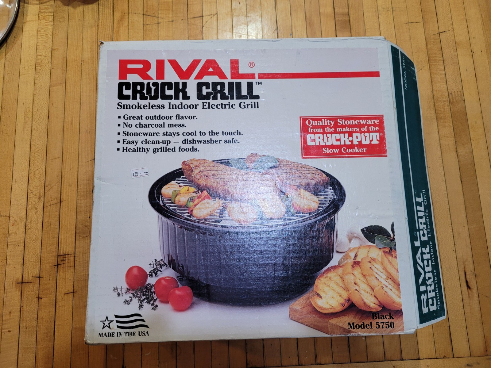 Vintage Rival Crock Grill 5750 Smokeless Indoor Electric Grill NEW IN open BOX!