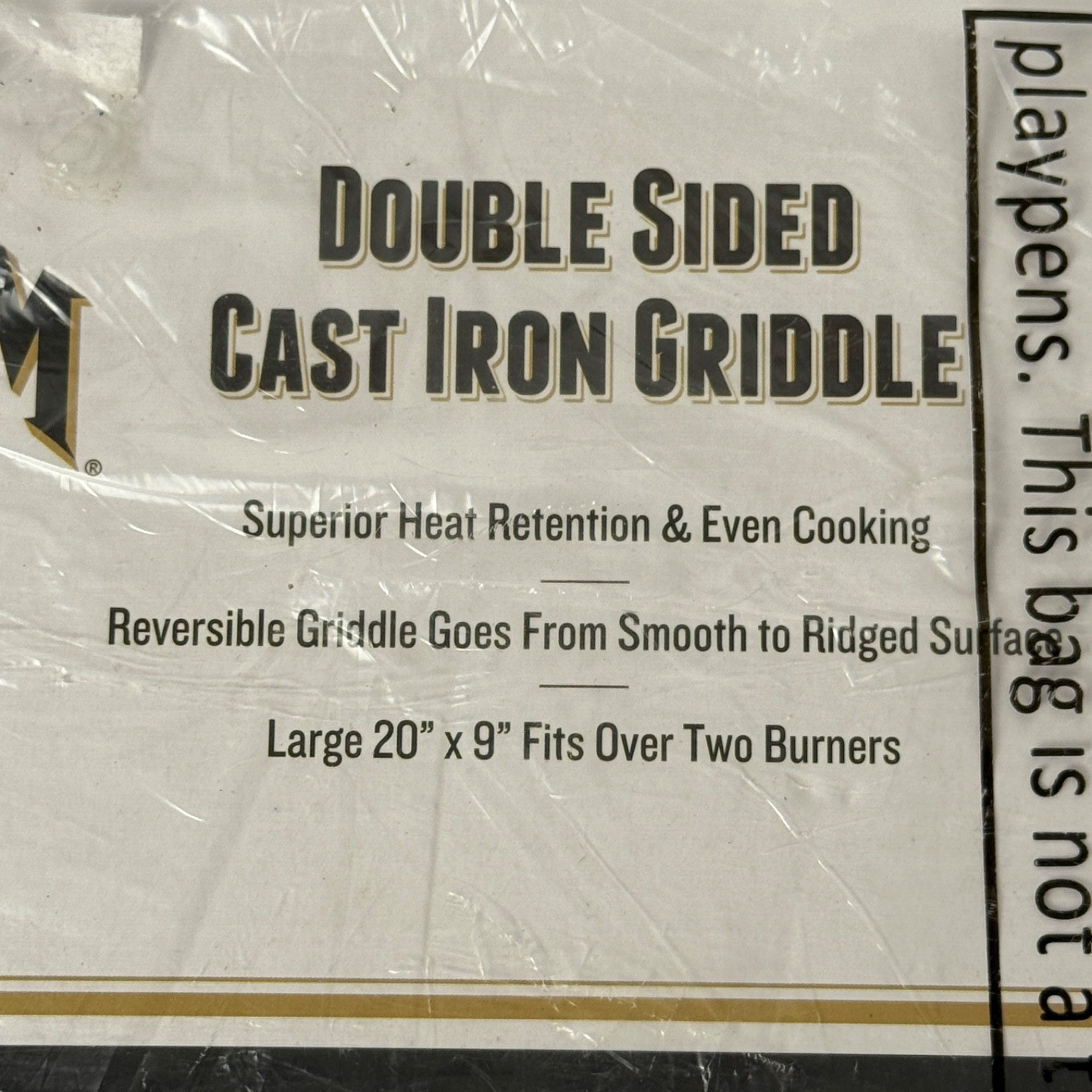 JIM BEAM Double-Sided Cast Iron Griddle/Grill Reversible Flat Top or Grill Marks