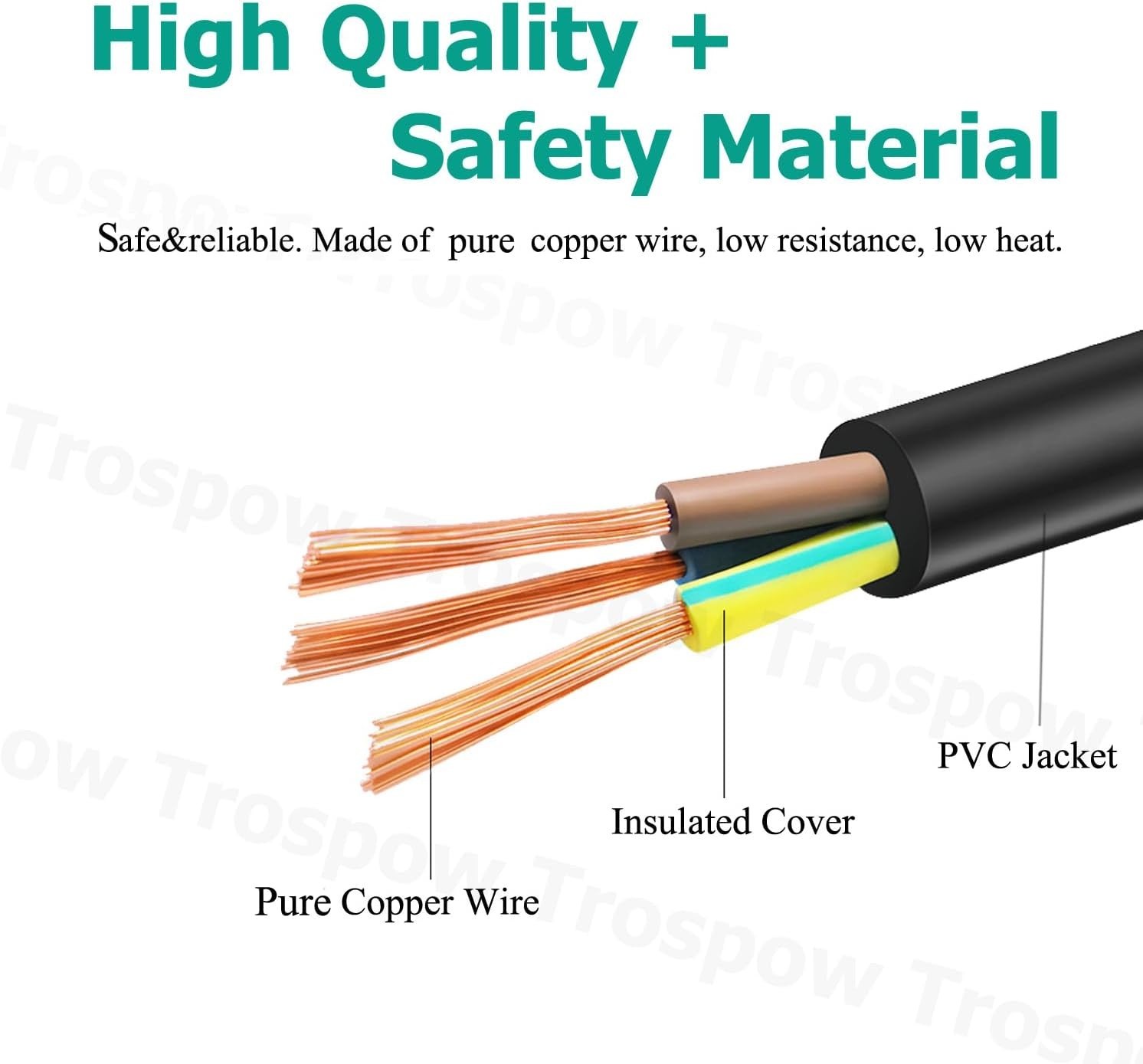 Long-lasting 8.2ft Power Cord Replacement for Power Smokeless Grill XL PG1500XL
