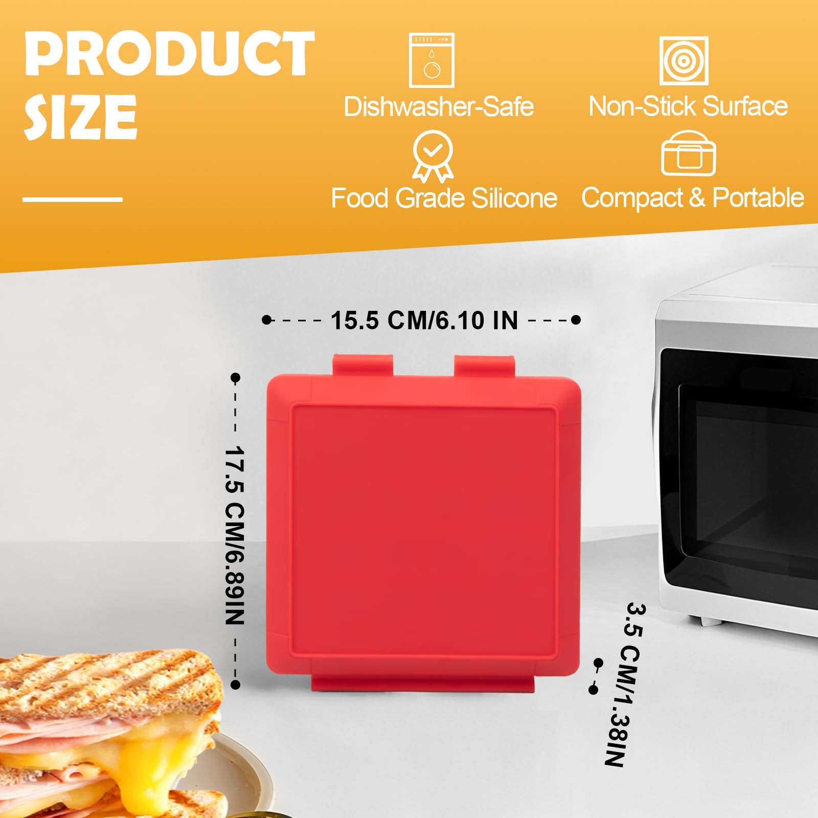 Microwave Sandwich Maker, Microwave Toaster with Adjustable Silicone Strap, R…