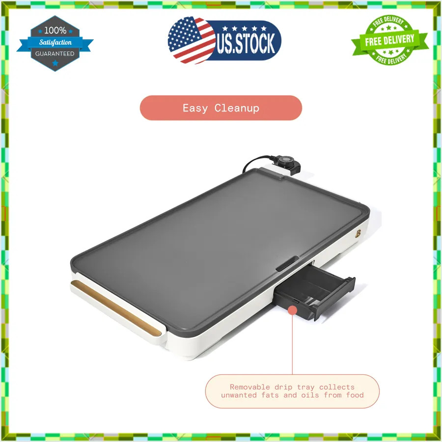 Beautiful XL Electric Griddle 12 x 22 Nonstick White Icing by Drew Barrymore