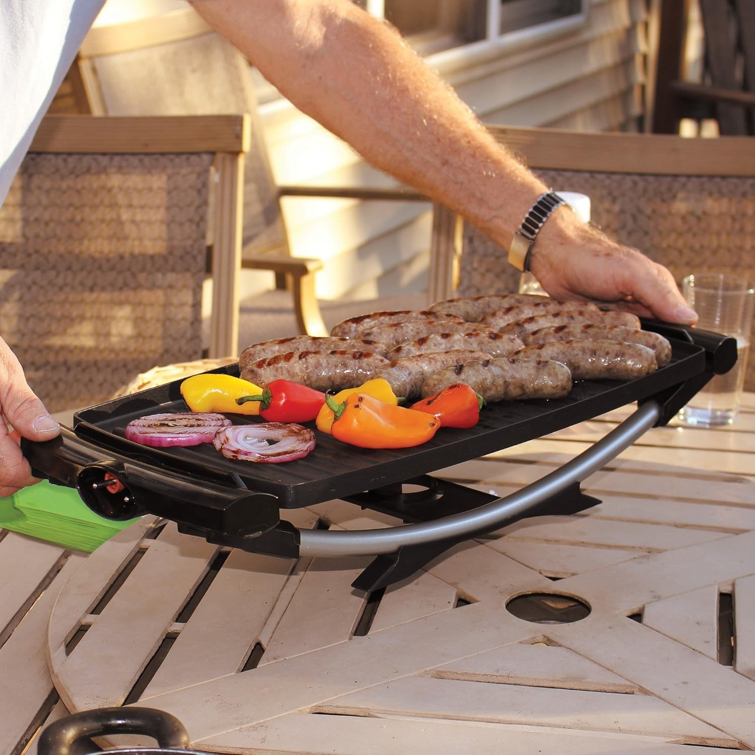 George Foreman 12-Serving Indoor/Outdoor Rectangular Electric Grill, Red, GFO…