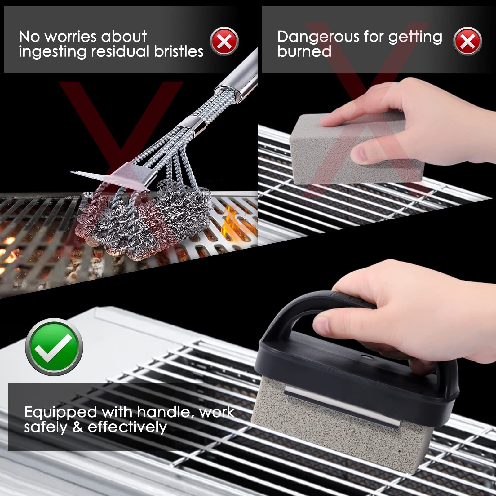 MOWOT Blackstone Griddle Cleaning Brick Block Heavy 3 Pack with handle, Gray