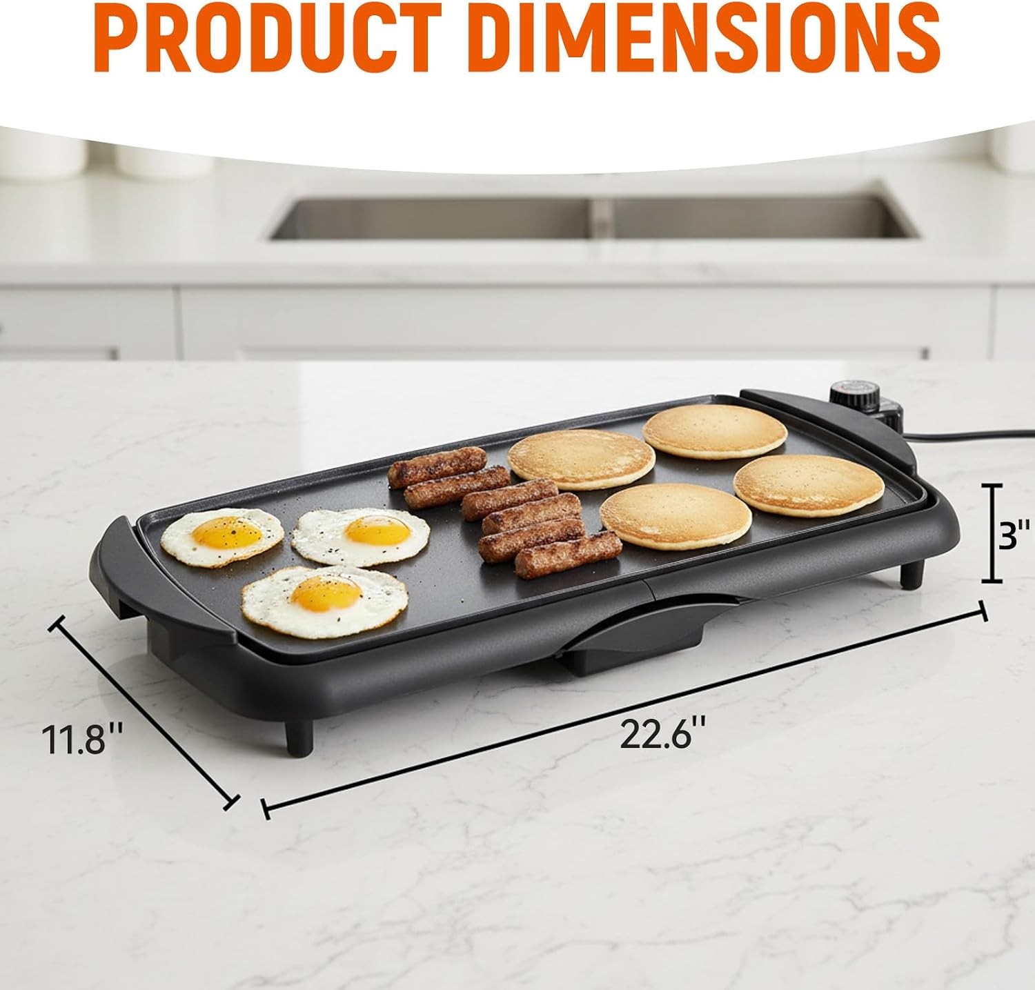 20″ Electric Griddle Ceramic Non-Stick Baking Pan Attemperation Griddle 1400W