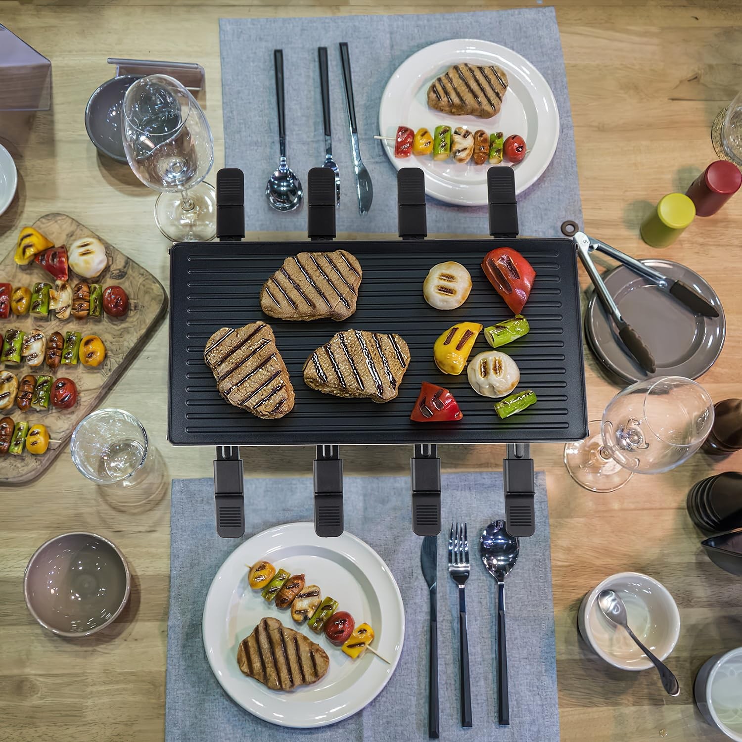 Raclette Table Grill, Indoor Grill Korean BBQ Grill, Removable 2-in-1 Non-Sti…