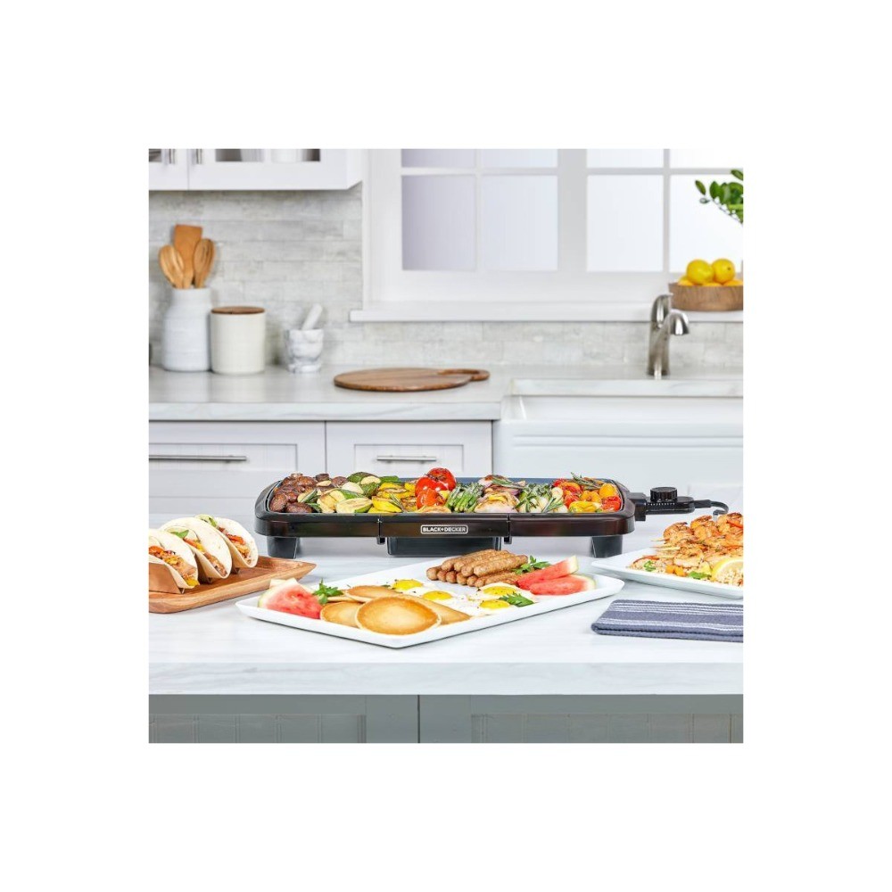 20″ Electric Griddle, Nonstick Tabletop, Temp Control, 1500W, Black