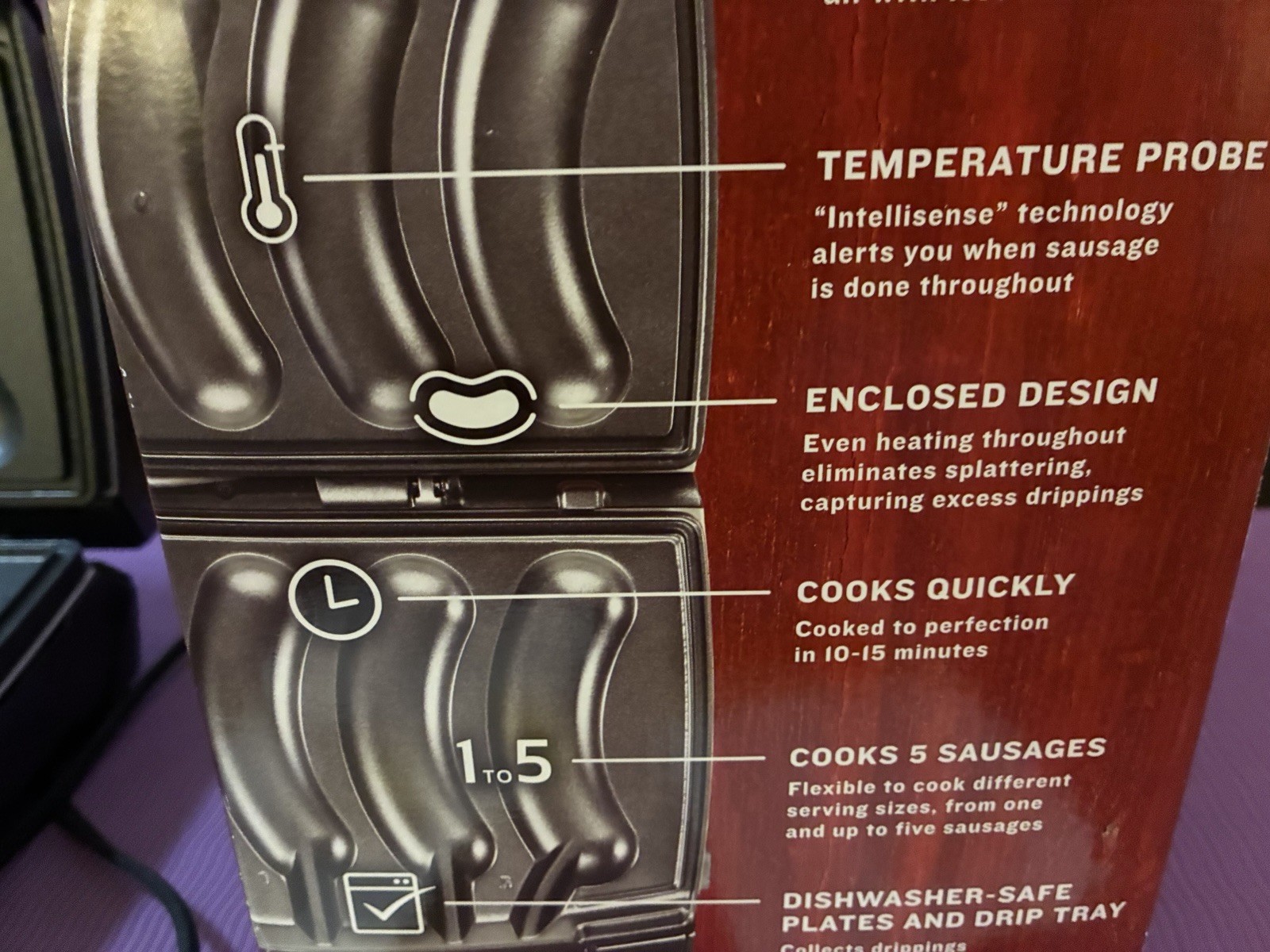 Johnsonville Sizzling Sausage Grill W/ Box And Manuals Electric Indoor Grill