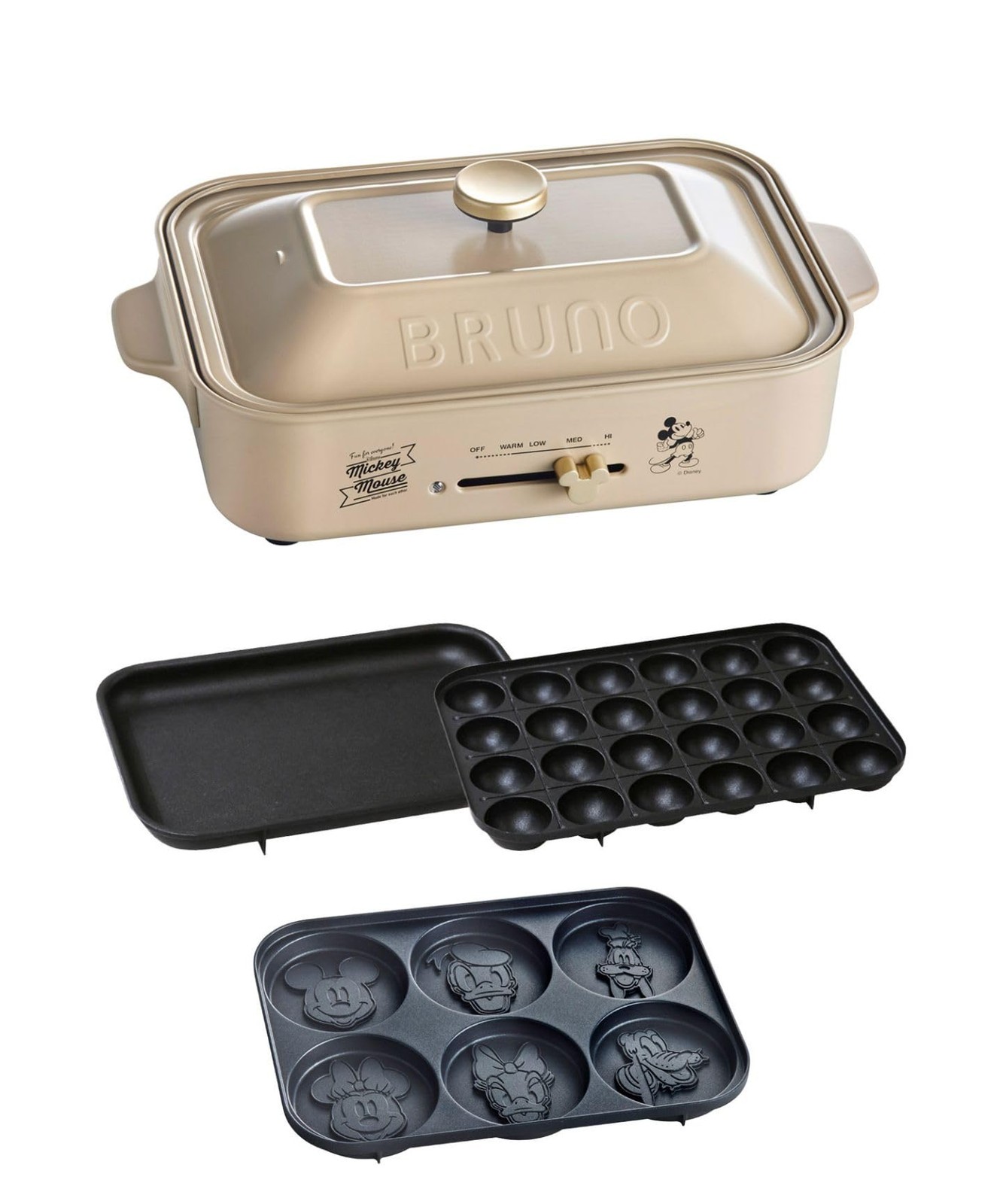 Bruno BOE134-BE Disney Compact Hot Plate 3 Plates Beige 1200W Japan New In Box