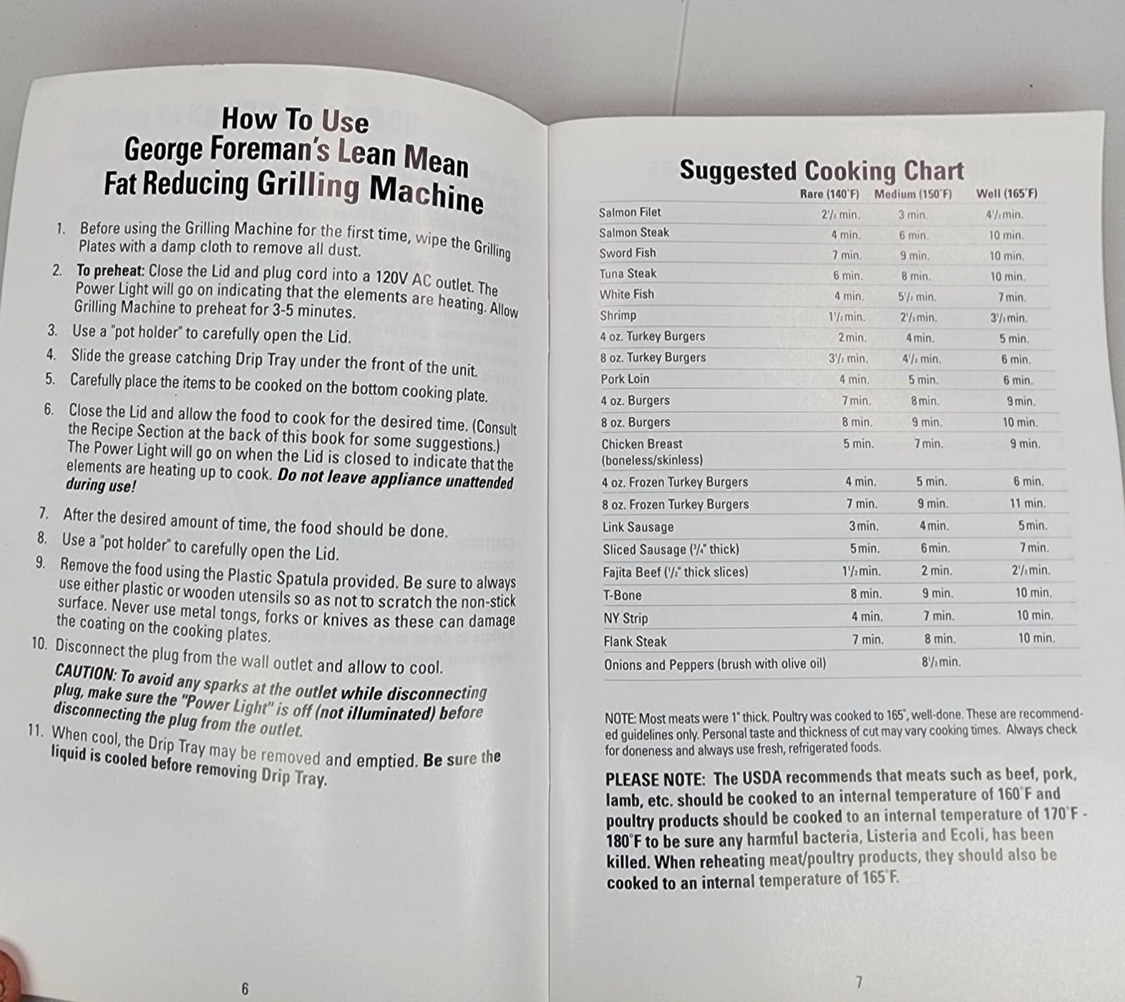 george foreman Grill owner’s manual model no. GR26 CB