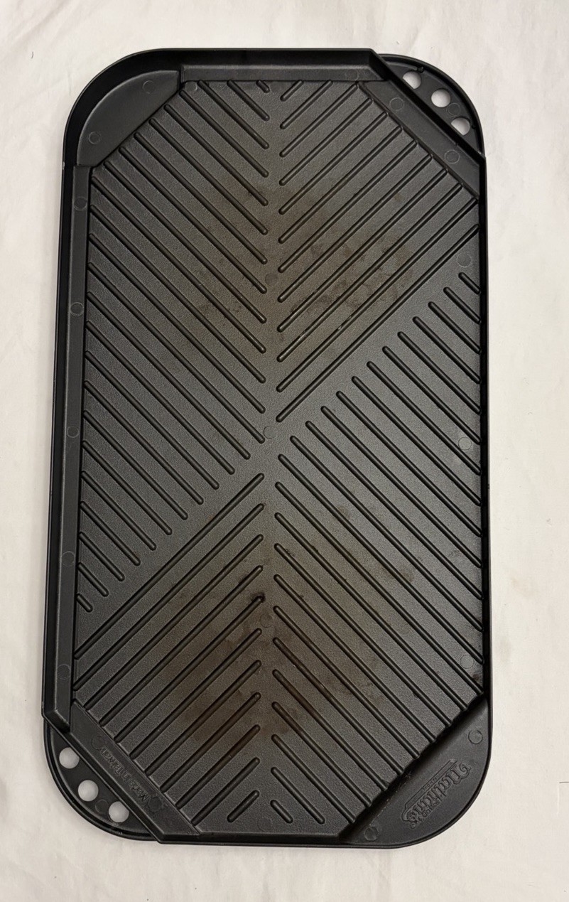 Nathan’s Famous Reversible Grill & Griddle Cast Aluminum Non-Stick Black VTG EUC