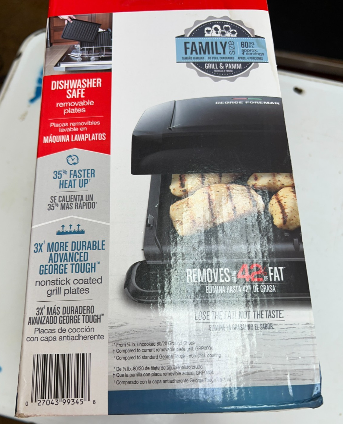 Foreman Family Size Electric Indoor Grill & Panini Press Black Removable Plates
