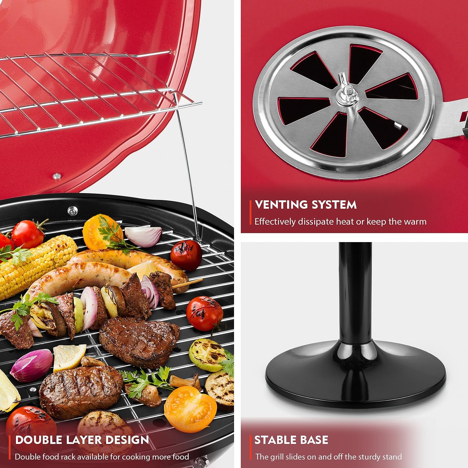 Electric Grill, Indoor/Outdoor Electric BBQ Grill, 1600W Portable Removable S…