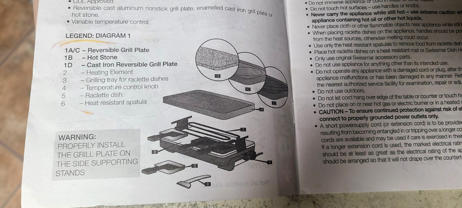 SWISSMAR Classic 8 Person Raclette Party Grill KF-77043 Reversible Nonstick