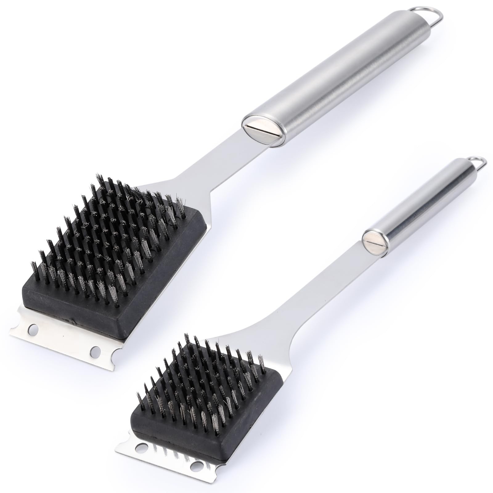 2 Pack Grill Brush and Scraper, 16.5” & 14” Wire BBQ for Silver