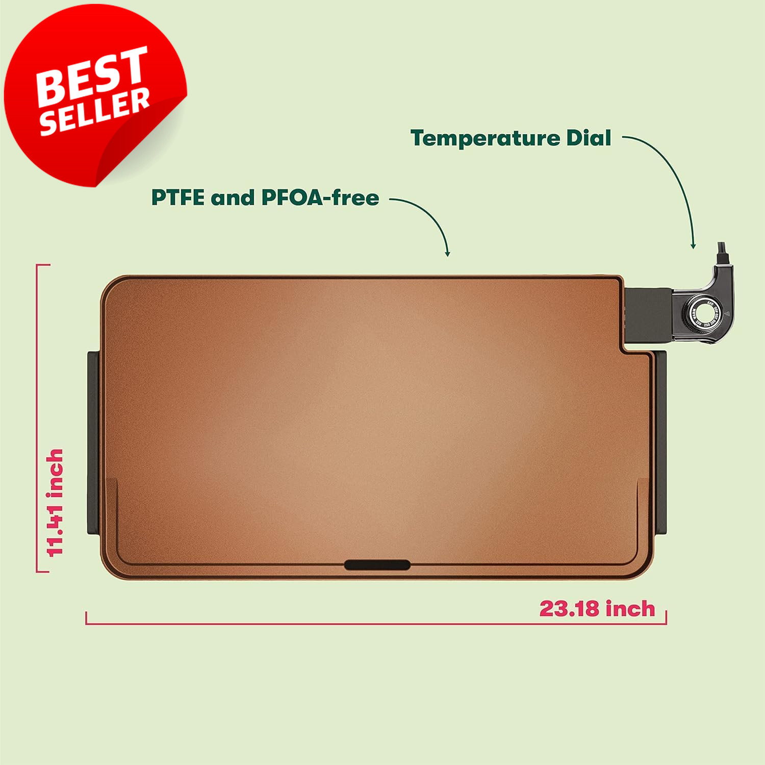 XL Electric Ceramic Titanium Griddle 12×22 Nonstick Large Cooking Surface US