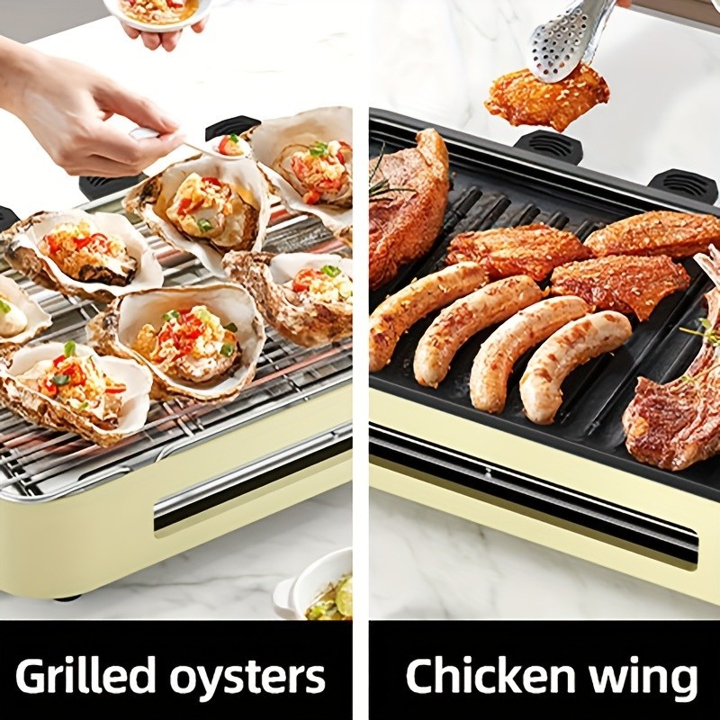 1500W Electric BBQ Grill Detachable Non-Stick Stainless Steel Adjustable Temp