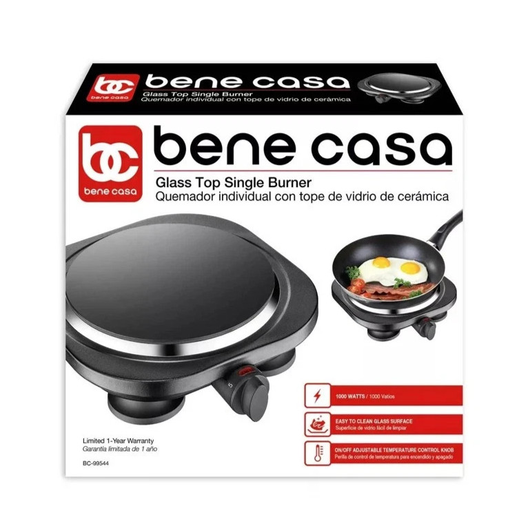 Bene Casa BC-99544 Glass Top Electric Single Burner – NEW