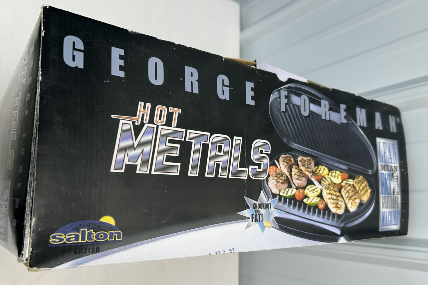2003 LARGE George Foreman Hot Metals Brushed Stainless Steel Indoor Grill GR31SB