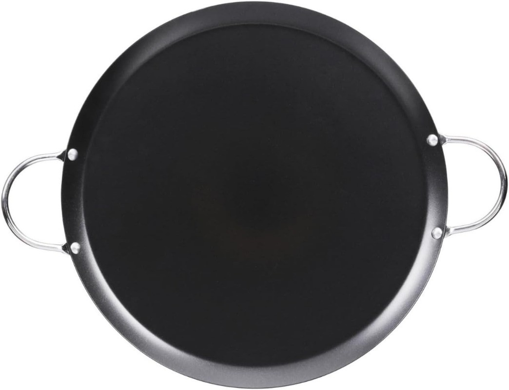 11in Carbon Steel Nonstick Round Comal W/ Metal Handles Black