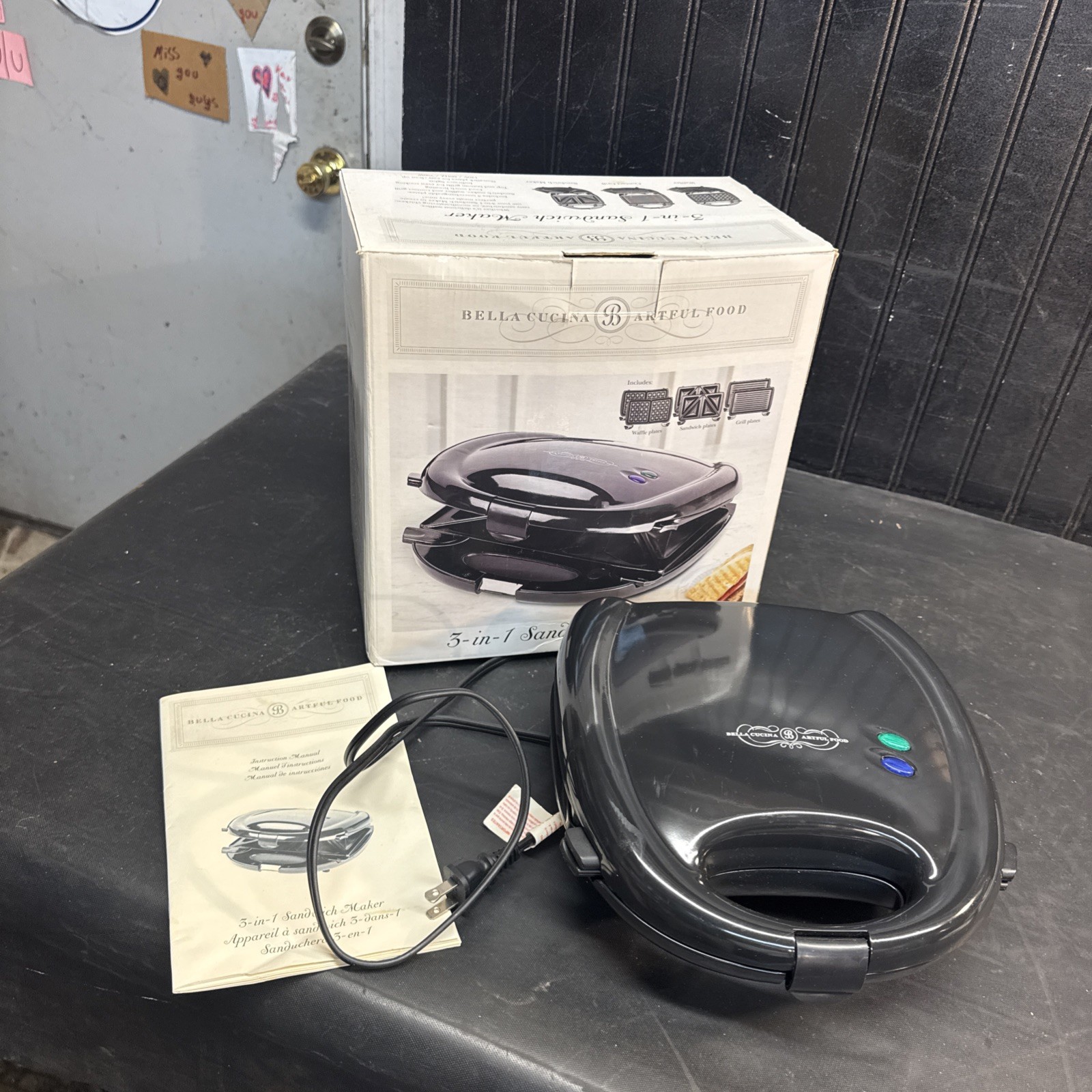 Bella Cucina Artful Food 3 In 1 Sandwich Maker Waffle & Grill In Box Excellent
