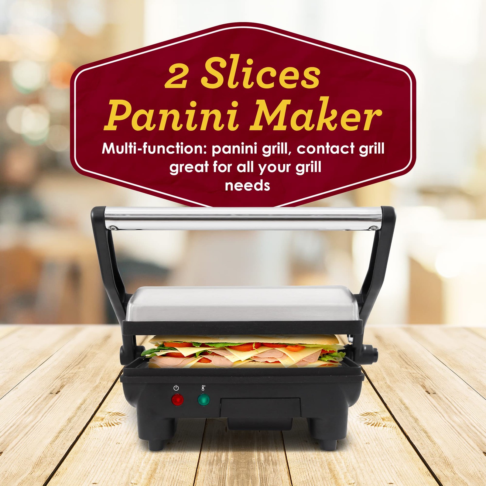 Elite Gourmet Stainless Steel 3 in 1 Panini Grill Countertop Appliance 1000W