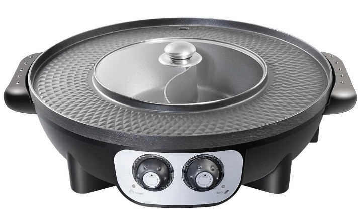 Parrilla eléctrica 2 en 1 con hot pot sin humo 1700W BBQ coreana 110V, Nuevo