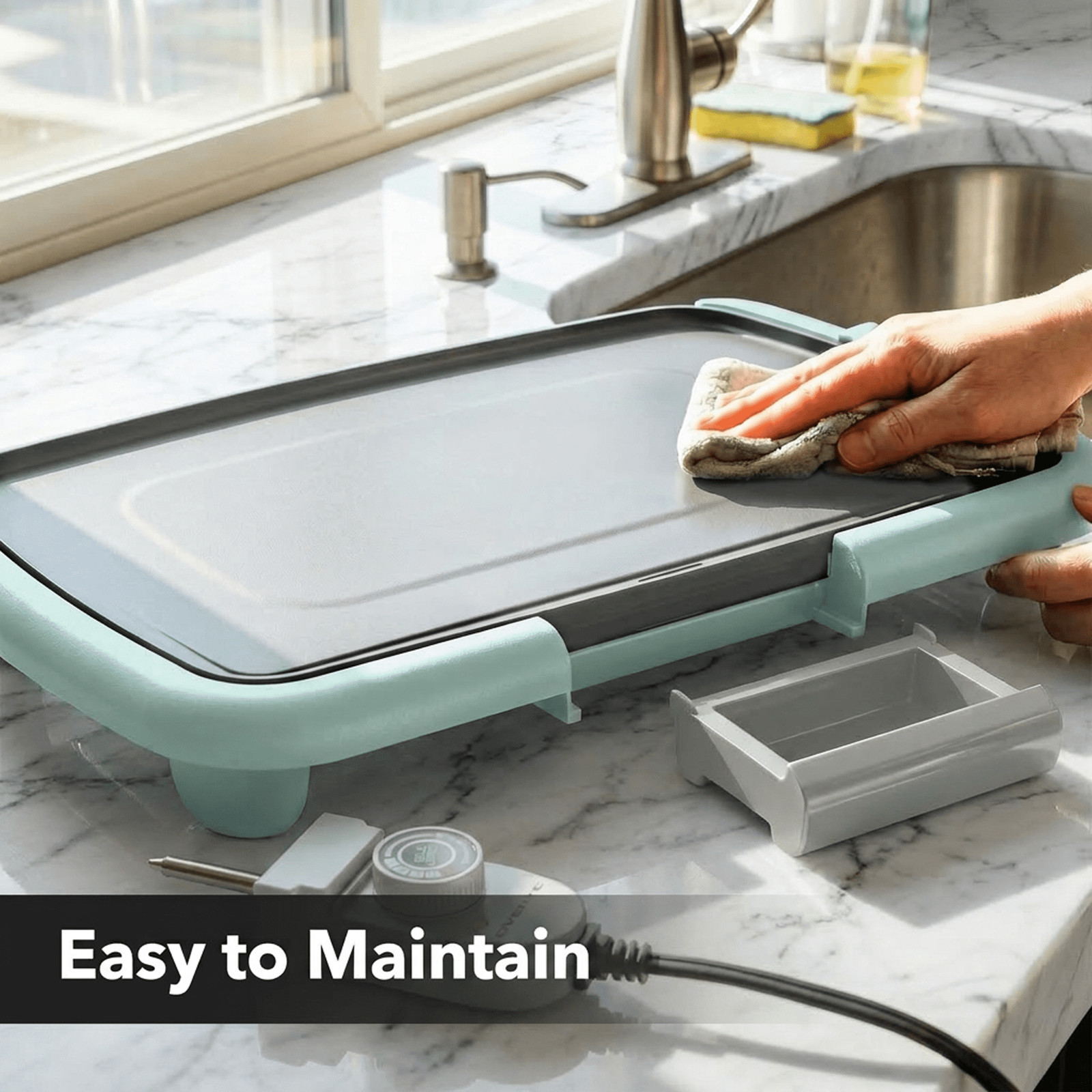 Electric Griddle W/ 16″ x 10″ Non-Stick Plate Blue GD1610LBL Removable &