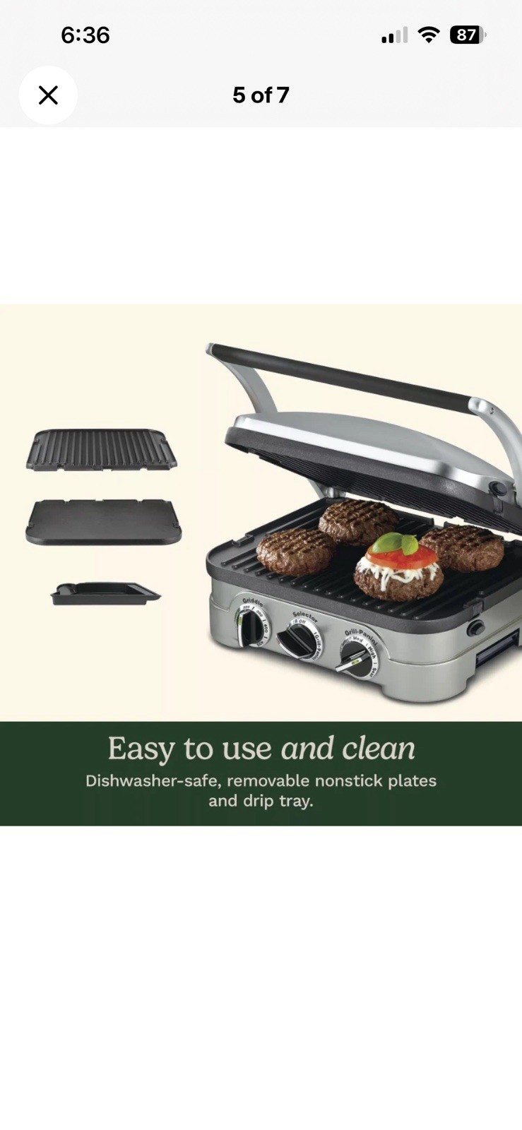 Cuisinart Griddler Indoor Grill Griddle Panini Press 5-in-1 Nonstick