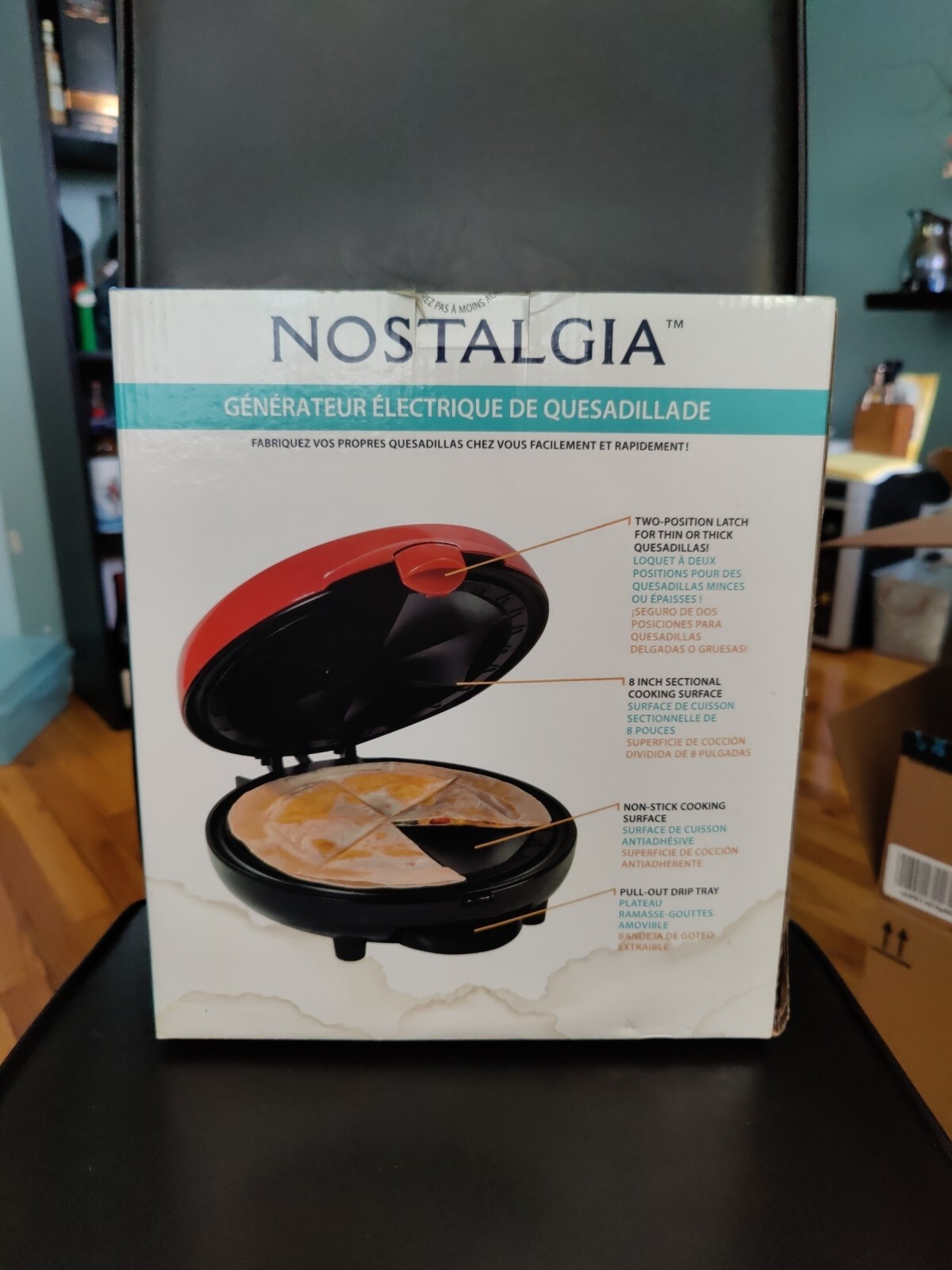 Nostalgia 6-Wedge Electric Quesadilla Maker with Extra Stuffing Latch 8-inch