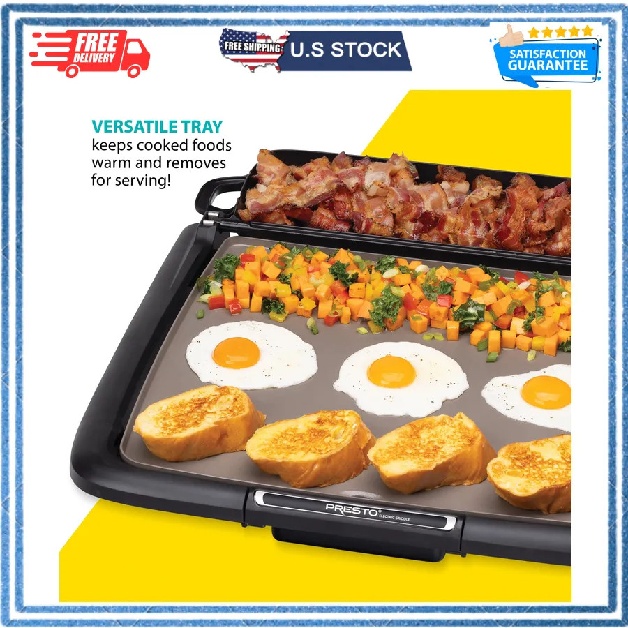 Presto Ceramic Nonstick Electric Griddle with Warming Tray