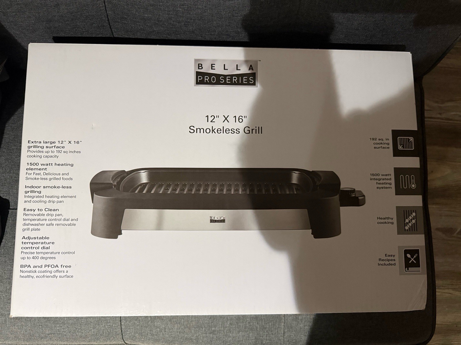 Bella Pro Series 12″ x 16″ Smokeless Indoor Electric Grill Non-Stick 1500W