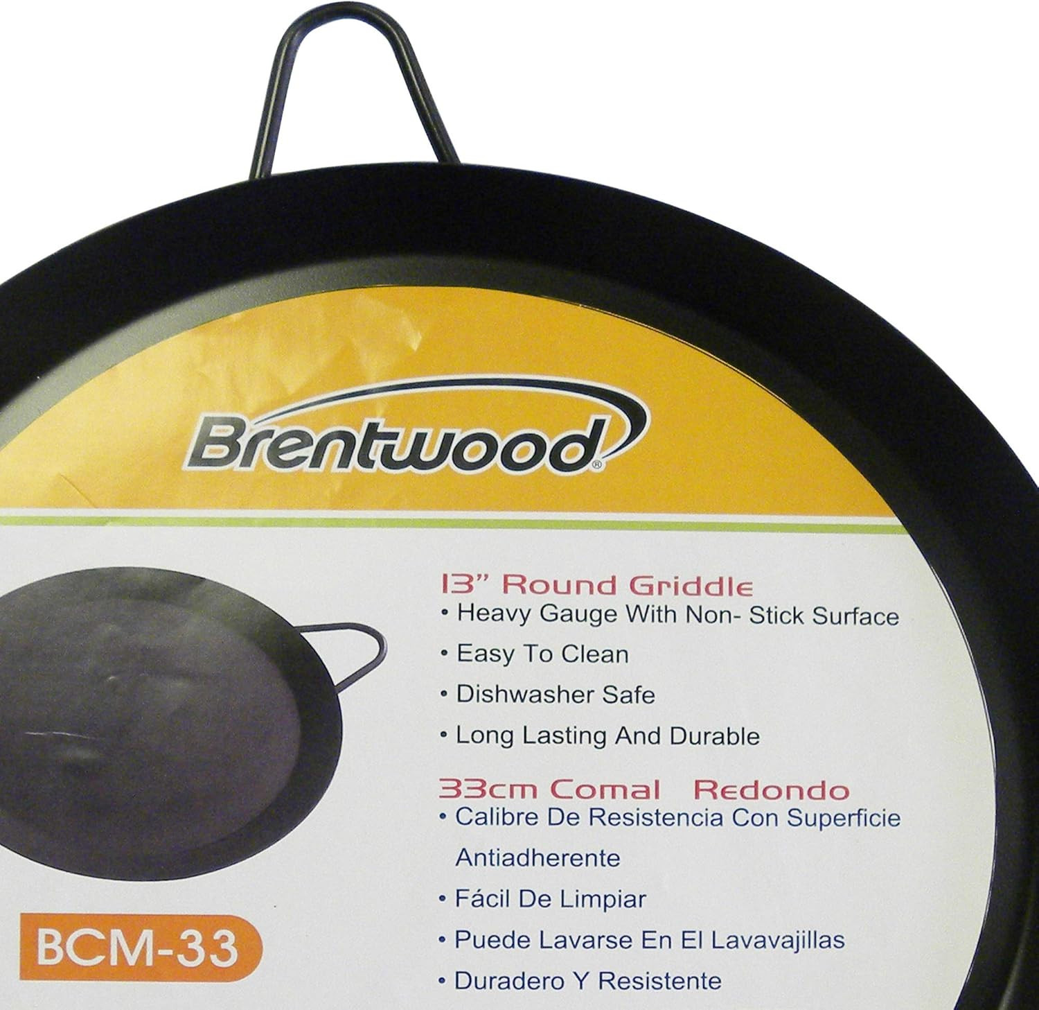 Brentwood Appliances SS-BW-BCM-33 BCM-33 13”/33Cm round Griddle (Comal), Black