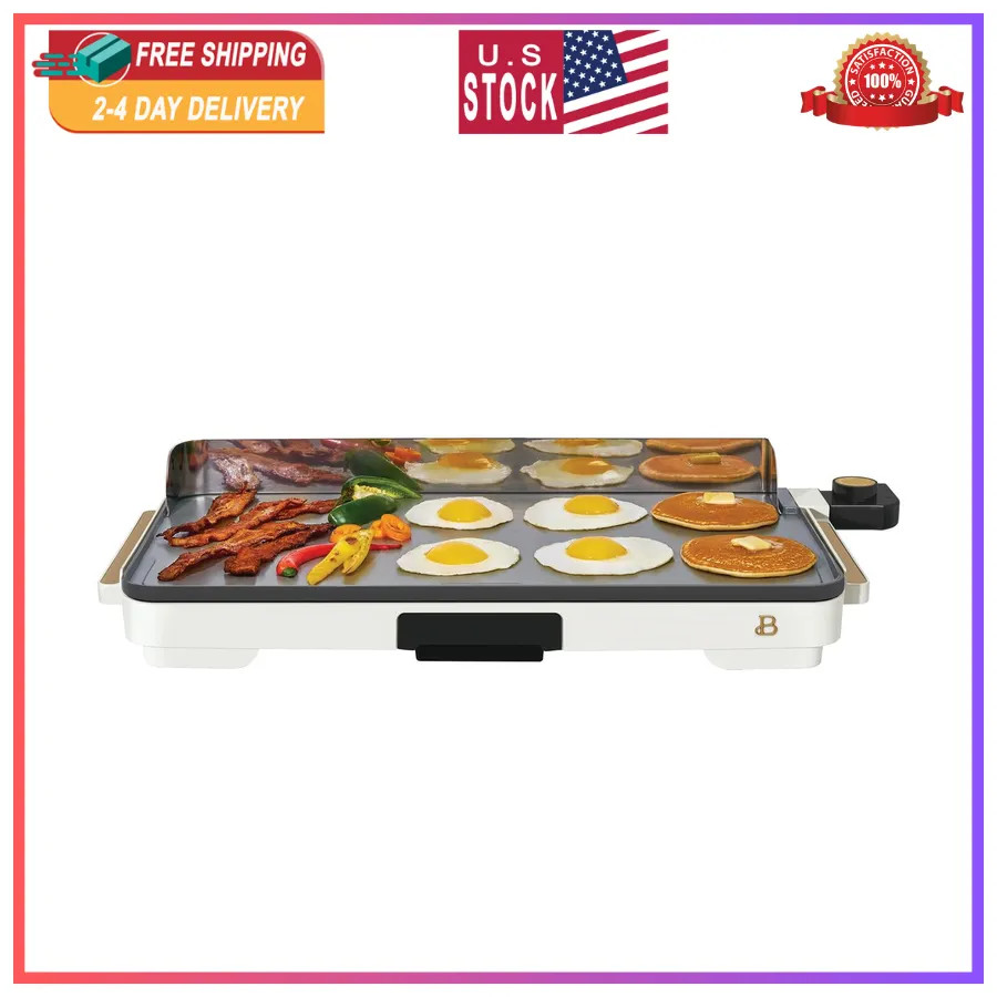 Beautiful Drew Barrymore XL Electric Griddle 12 x 22 Nonstick White Icing