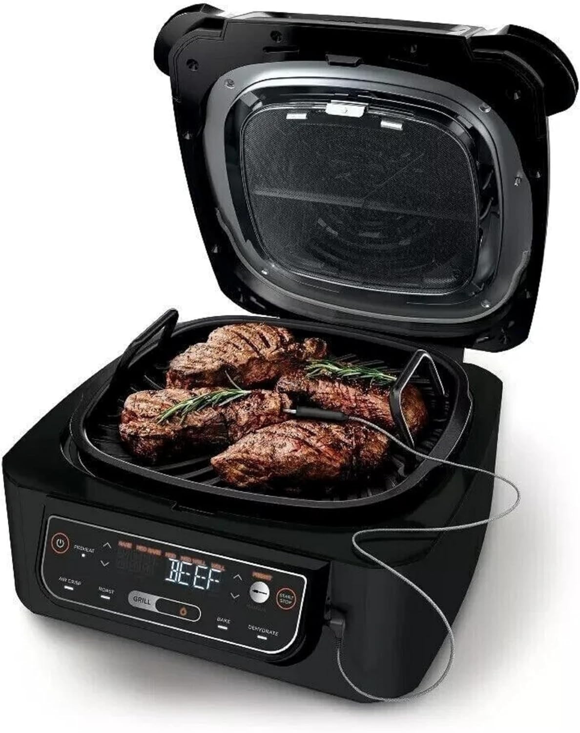 Foodi Pro 5-in-1 Indoor Integrated Smart Probe, 4-Quart Air Fryer, Roast, Bake,