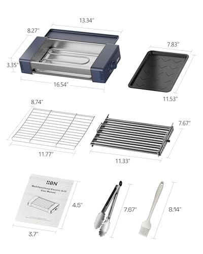 3-in-1 Smokeless Indoor Grill & Electric Griddle, Nonstick BBQ, Dishwasher Safe,