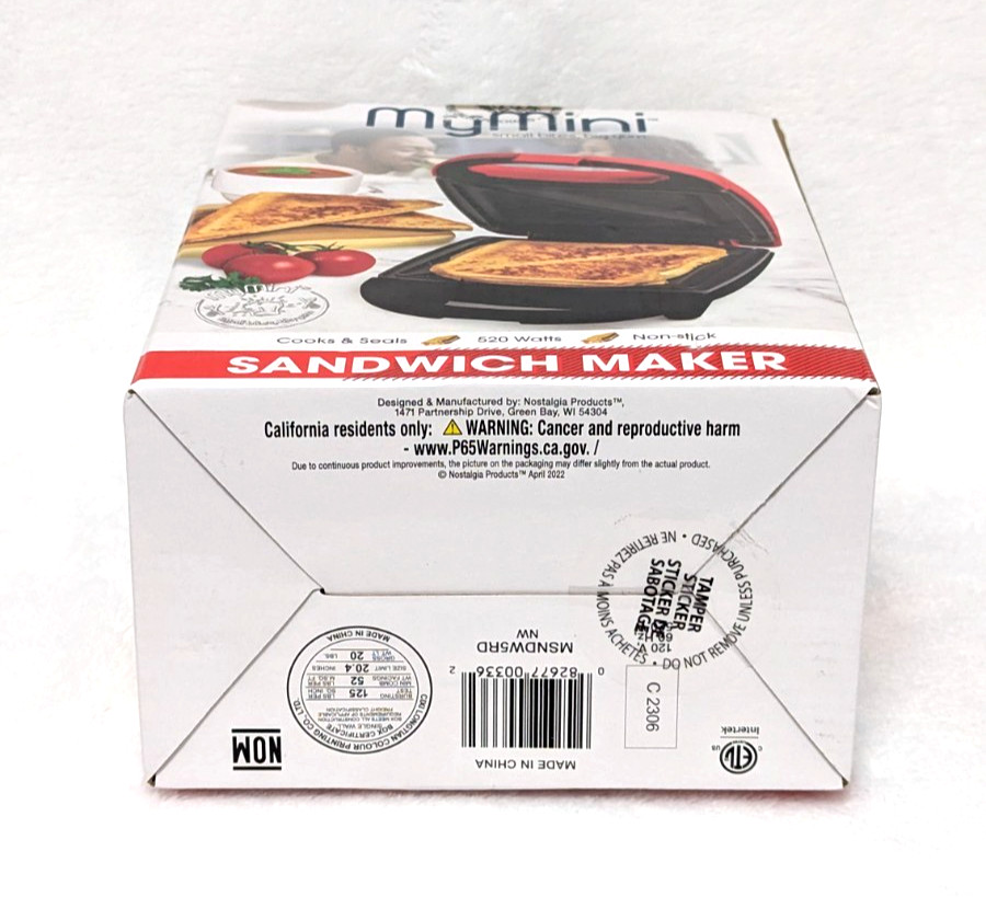 Nostalgia MyMini Sandwich Maker Brand New In Box Red – Grilled Cheese Press