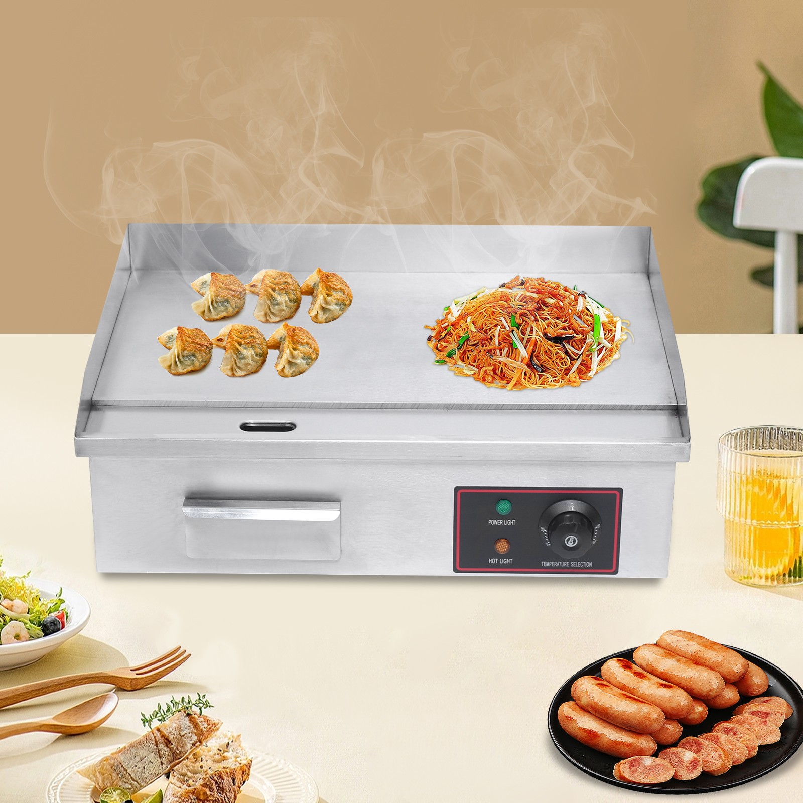 Commercial Electric Flat Top Grill Griddle Power Stove 110v/60Hz 1600W Stainless