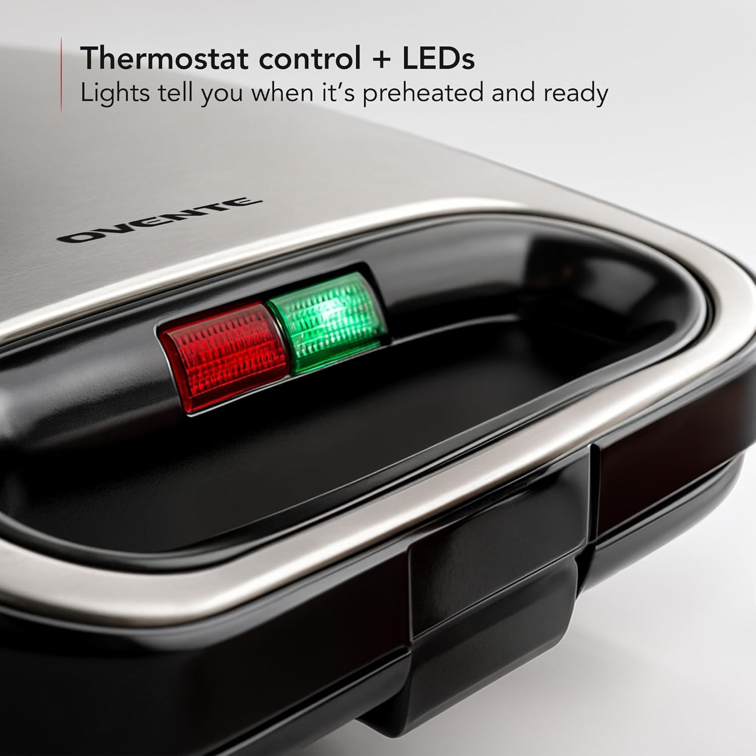 Electric Sandwich Maker with Non-Stick Plates, Indicator Lights, Cool Touch Hand