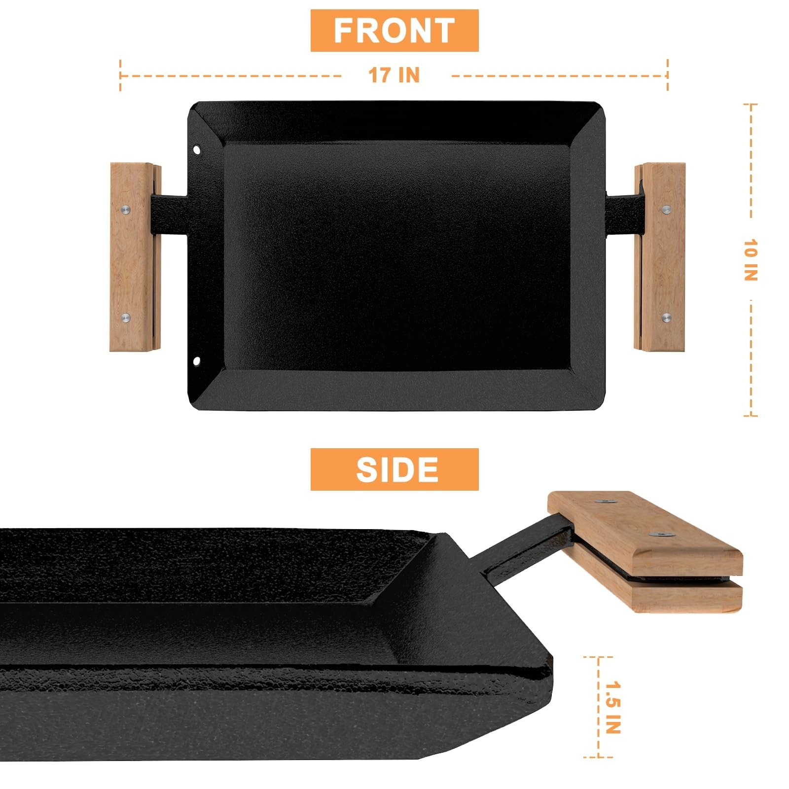 17″ Pre-Seasoned Carbon Steel Griddle | Flat Top Grill Plate for Induction & Gas