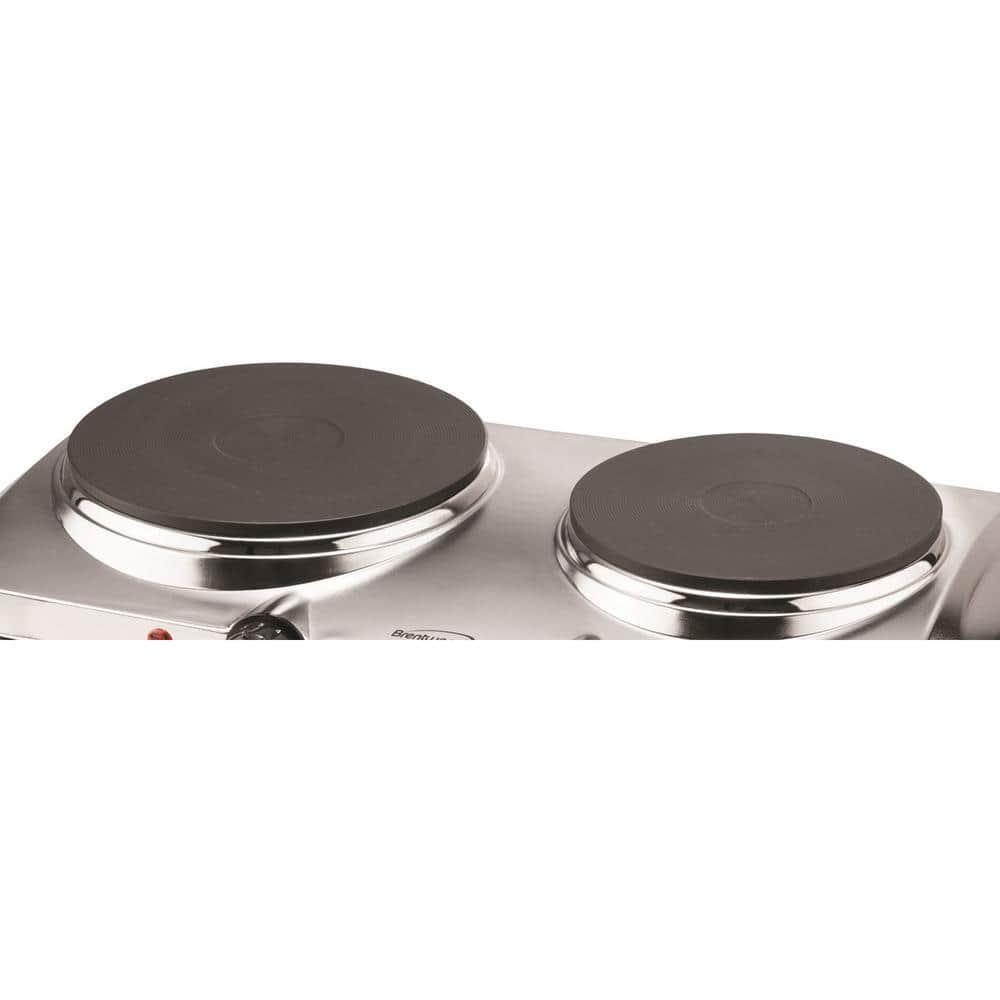 Brentwood Appliances Electric Hot Plate 2-Burner Silver Even Heat Distribution