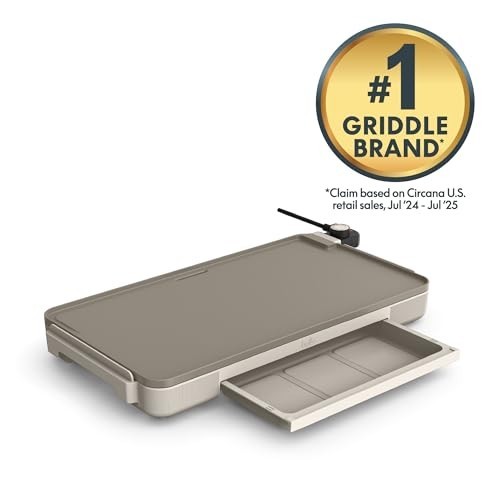12″ x 22″ Electric Griddle with Warming Tray, Nonstick Coating, Removable Probe,