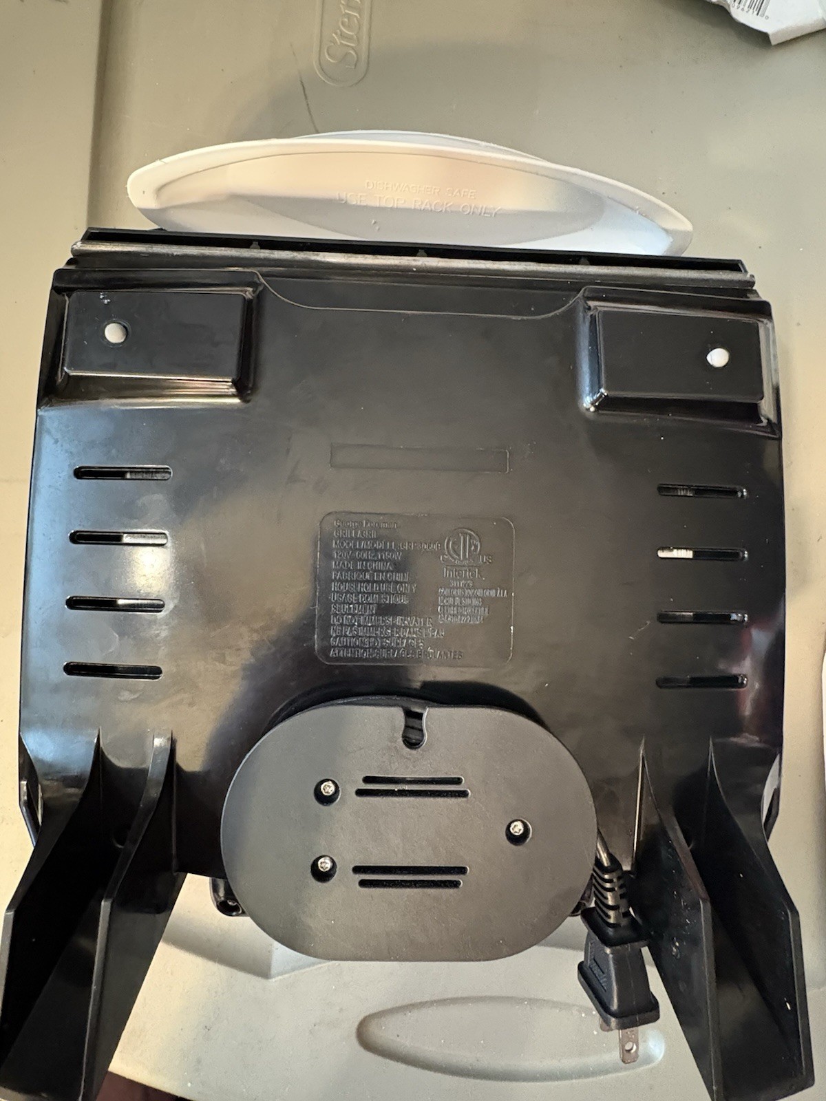 Black George Foreman Grill Intertek Model GRP3060B 120v, 60 Hz, 1150w NIB